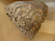Wooden Architects sample depicting grapes and vines. Thought to be from the Thistle Chapel where