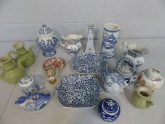 Collection of oriental china and porcelain. To include a Teapot and cover in the form of a dragon