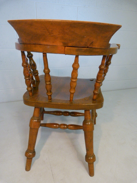 Reproduction type smokers chair - Signed to back John Gomm - High Wycombe. JFS - Image 4 of 6