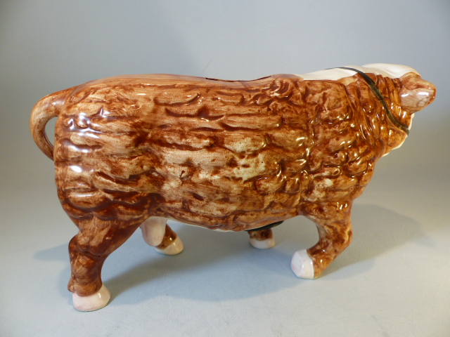 China highland cattle - Beswick highland calf, unmarked highland cow and a Hereford Red money bank - Image 5 of 8