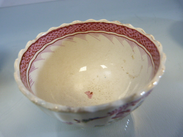 Pearlware Tea Bowl and saucer overglazed and painted. Along with a poss oriental blue and white - Image 5 of 11