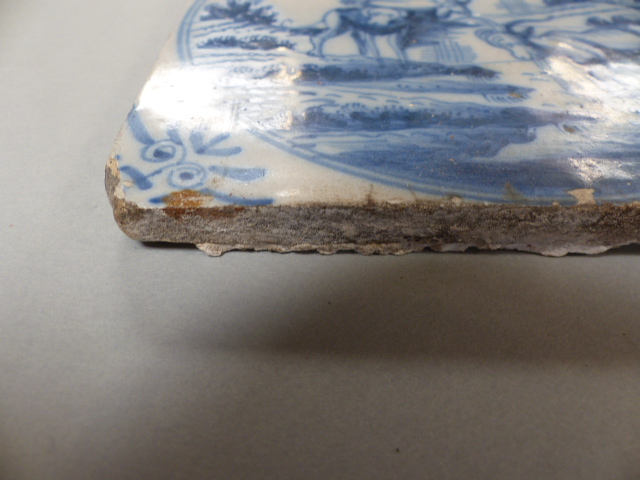 Four Delftware tiles - 1) Decorated in Polychrome colours depicting a vase of flowers. 2) An Early - Image 6 of 10
