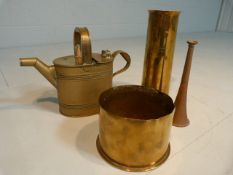 Trench Art - Two shell cases converted to vases. 1 dated 1917 the other Aug 1914 Magdeburg. Along