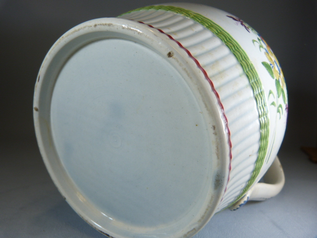 Early 19th Century English Creamware staffordshire jug decorated with Polychrome flowers and - Image 10 of 10