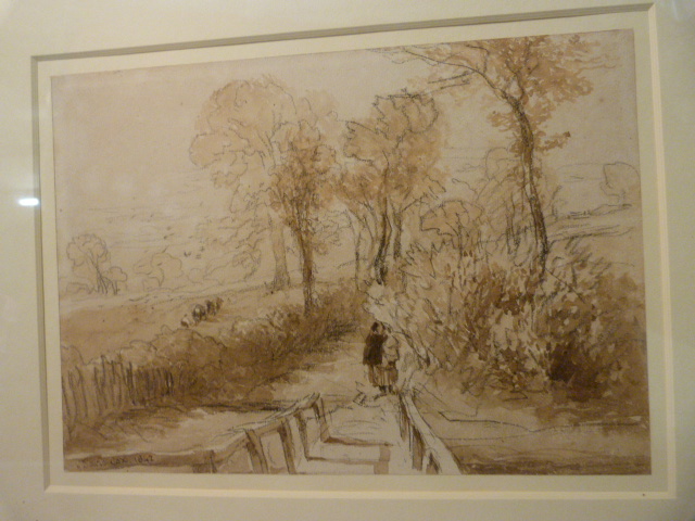 DAVID COX (1783 - 1859): A Footbridge in Pencil & Brown wash 7.25 x 10.25 inches signed and dated - Image 4 of 6