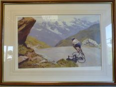 Framed and Signed print by Pat Cleary no 573/750 depicting the Tour De France 18th July 1992 - Stage