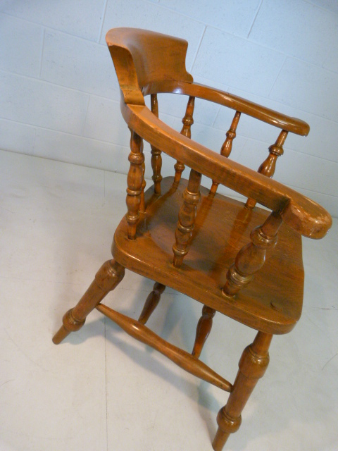 Reproduction type smokers chair - Signed to back John Gomm - High Wycombe. JFS - Image 5 of 6