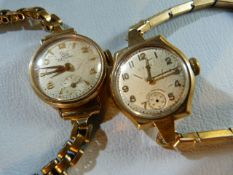 Pair of Ladies dress watches both with rolled gold straps, one by Record and one by CYMA (A/F)