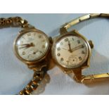 Pair of Ladies dress watches both with rolled gold straps, one by Record and one by CYMA (A/F)