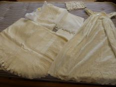 Collection of Antique Linen and Lacework to include a Late 19th century Christening gown.