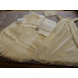 Collection of Antique Linen and Lacework to include a Late 19th century Christening gown.