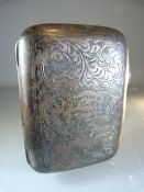 Hallmarked silver Cigarette case Birmingham William Adams Ltd 1919. Writing to front. Approx