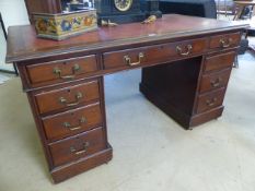 Leather inlaid pedestal desk