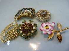 WITHDRAWN:Designer Costume jewellery Brooches, including Kramer, Monet, Art and three others.