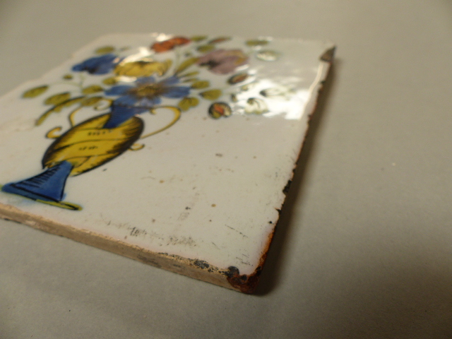 Four Delftware tiles - 1) Decorated in Polychrome colours depicting a vase of flowers. 2) An Early - Image 10 of 10