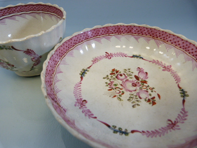 Pearlware Tea Bowl and saucer overglazed and painted. Along with a poss oriental blue and white - Image 3 of 11