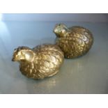 Silverplated condiment salt and pepper shakers in the form of quails