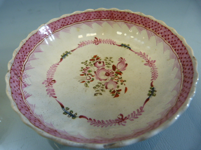 Pearlware Tea Bowl and saucer overglazed and painted. Along with a poss oriental blue and white - Image 6 of 11