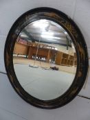 Oval mirror in Chinoiserie decorated frame