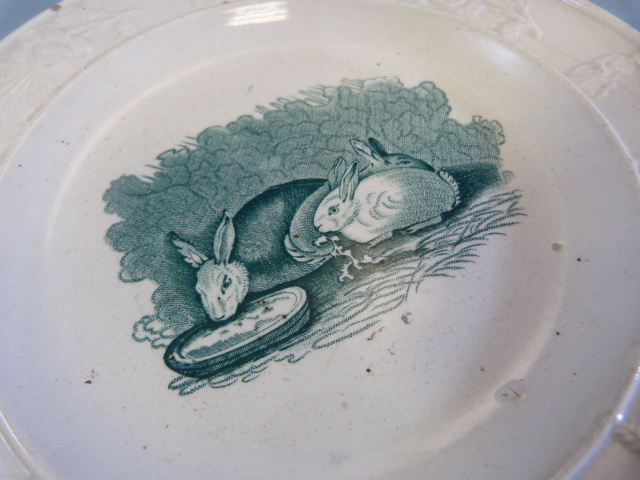 Staffordshire Lustre childrens plates c.1800's. 6 Various plates depicting scenes. One of Windsor - Image 9 of 32