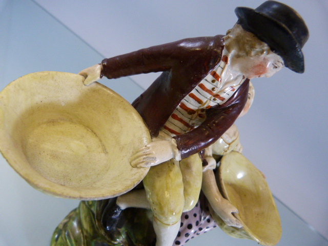 Staffordshire Pearlware sweet meat dish of a man and a lady sitting upon a tree holding baskets - Image 9 of 15