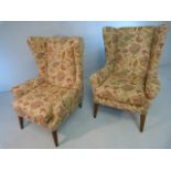 Pair of Floral detailed John Lewis armchairs on cabriole legs