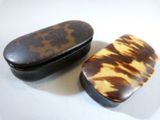 Two tortoise shell snuff boxes