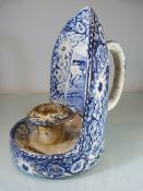 Late 19th Century Staffordshire pottery Pratt's Native Scenery candle holder in Blue and White. Loop