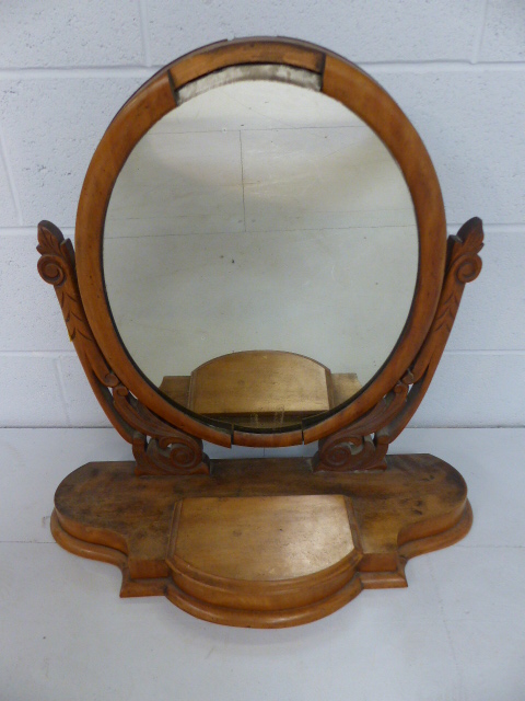 Oval Rosewood mirror with small lidded central compartment