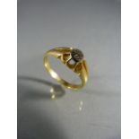 15ct Gold Gents Solitaire Diamond Ring, An approx ¼ ct spread Old Cut Diamond, otherwise quite