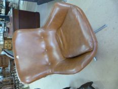 Mid Century Tan tub chair on chrome four legged base