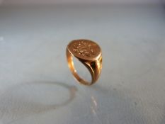 9ct Gold Signet ring size K.5 weight approx 2.8g