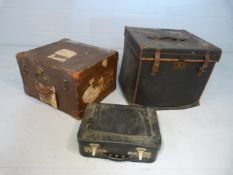 Two vintage leather bound box trunks for C.P Lewis a famous Welsh Rugby captain in 1882.