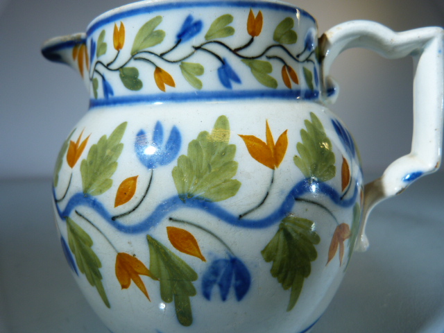C.1800 Pratt Pearlware Staffordshire jug decorated in Green, Blue and Orange - Image 6 of 7