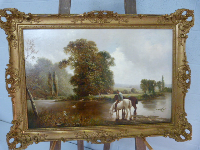 J.W. Gozzard [1848-1918], signed lower left oil on canvas, 20" x 30", An English rural landscape