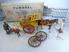 Britains no 4F Tumbrel Lead toy, from the Home Farm Series, comprising yellow painted cart with