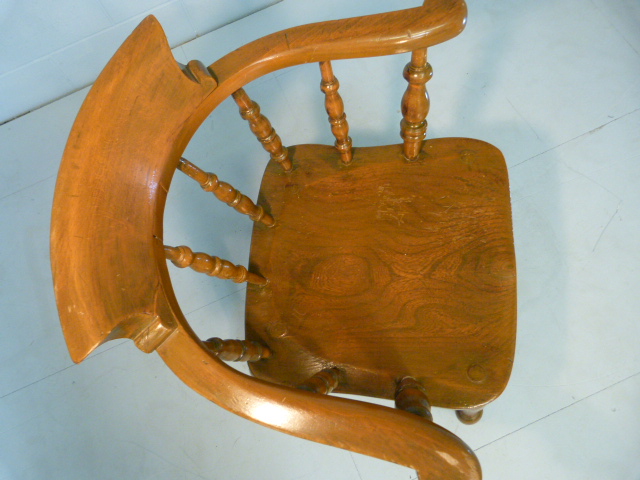 Reproduction type smokers chair - Signed to back John Gomm - High Wycombe. JFS - Image 6 of 6