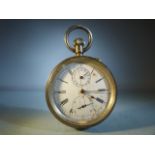 A .935 silver wind pocket watch with twin dial, the movement marked The Ascot, Patent 20th June 1887