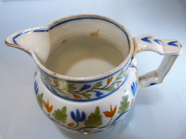 C.1800 Pratt Pearlware Staffordshire jug decorated in Green, Blue and Orange - Image 5 of 7