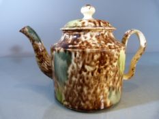 Tortoise shell glazed teapot - Mid 18th Century English tortoise shell glazed teapot of small form.