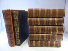 Antiquarian books - To include Scotts Novels Vol I-V. Calf leather spine with Gilt writing and