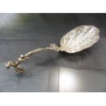 Dutch hallmarked silver sifter Stamped with lion to back and 2 under. The unusual spoon with rearing