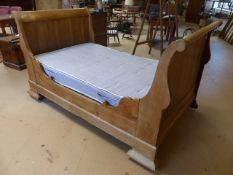 Lightwood single sleigh bed and mattress