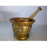 Late 18th Century/Early 19th century cast bronze Mortar and Pestle. The Mortar approx 12.5 x 9cm.