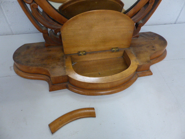 Oval Rosewood mirror with small lidded central compartment - Image 2 of 5