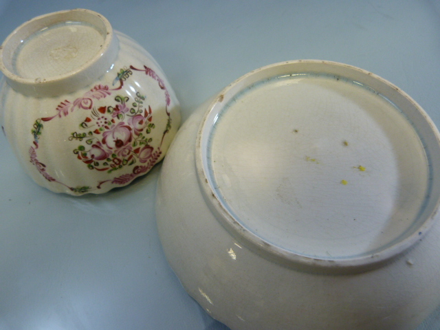 Pearlware Tea Bowl and saucer overglazed and painted. Along with a poss oriental blue and white - Image 8 of 11