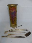 Unusual Brass repousse umbrella stand