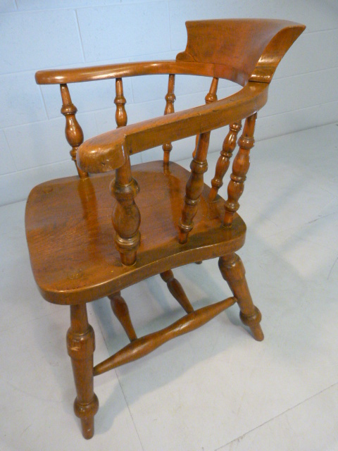 Reproduction type smokers chair - Signed to back John Gomm - High Wycombe. JFS - Image 3 of 6