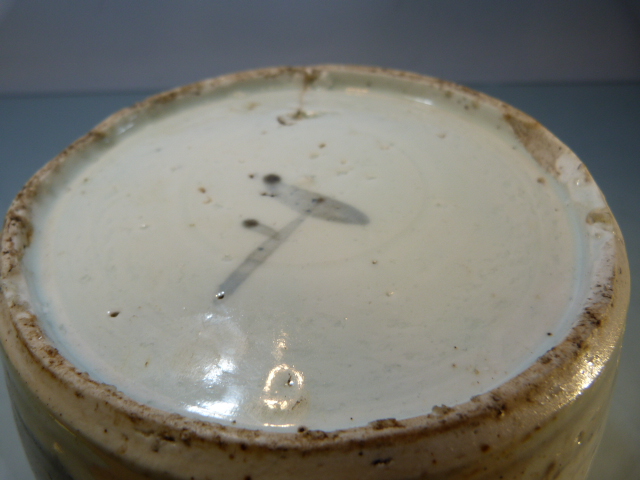 Two Early blue and White stoneware glazed ginger vases (no covers). Decorated with coastal scenes. - Image 9 of 19