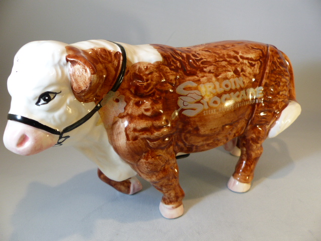 China highland cattle - Beswick highland calf, unmarked highland cow and a Hereford Red money bank - Image 4 of 8